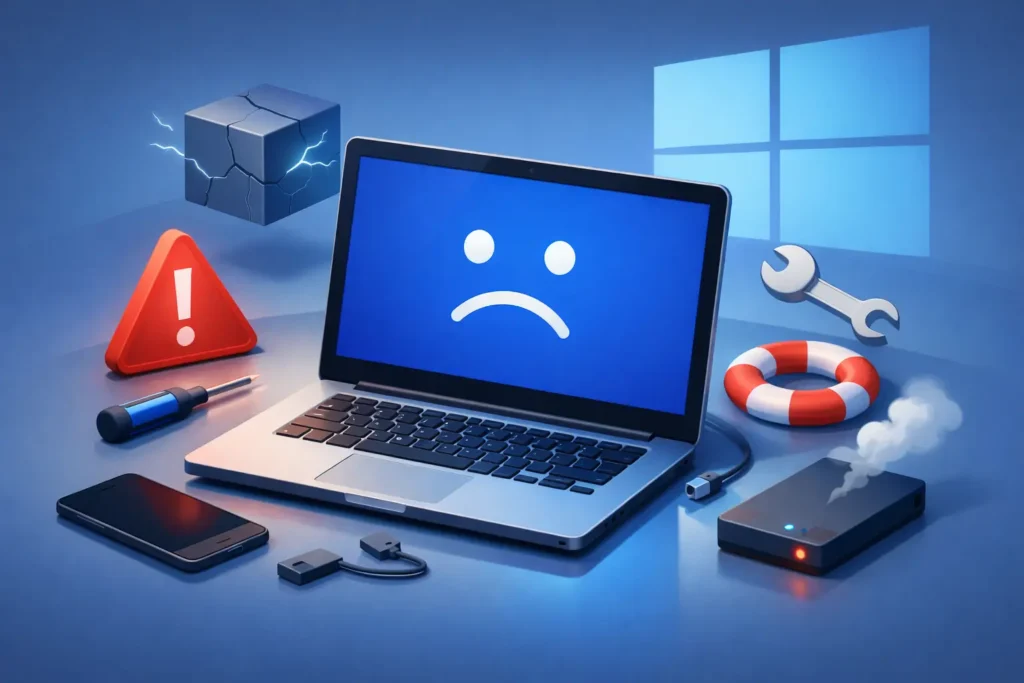 Schermo blu Windows: cosa fare senza peggiorare